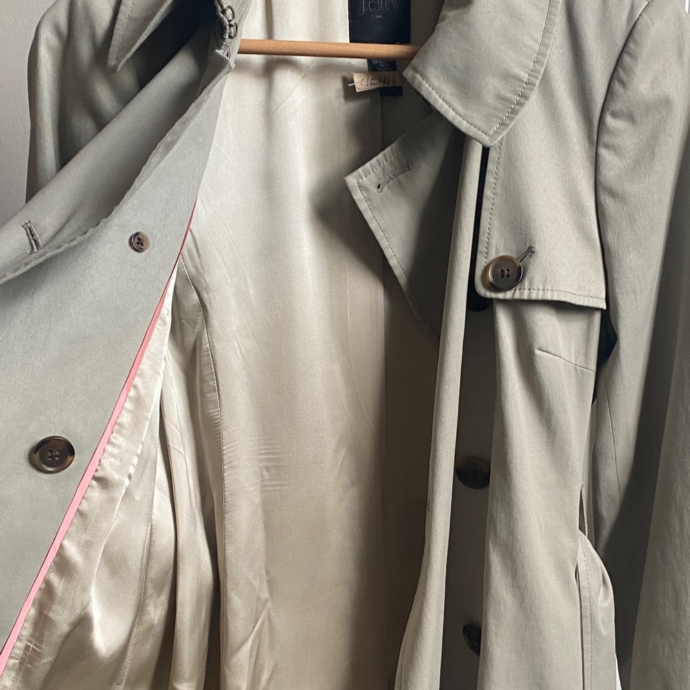 J. Crew Light Tan Double-Breasted Trench Coat Sz 6 - Picture 7 of 10